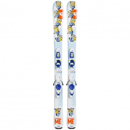 SKI MINIONS + FIXATIONS ROSSIGNOL KID X 45 B76 BLUE YELLOW