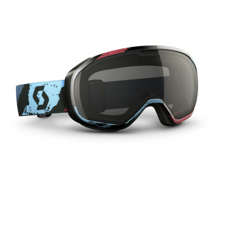 GOGGLE FIX BLACK CHROME BRUSHED BLUE RED