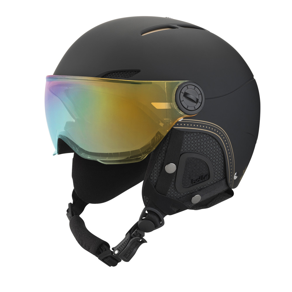 CASQUE DE SKI JULIET VISOR BLACK & GOLD WITH 1 GOLD VISOR + 1 LEMON VISOR