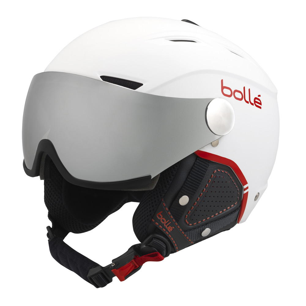 CASQUE DE SKI BACKLINE VISOR PREMIUM SOFT WHITE & RED WITH ONE SILVER LEMON VISOR