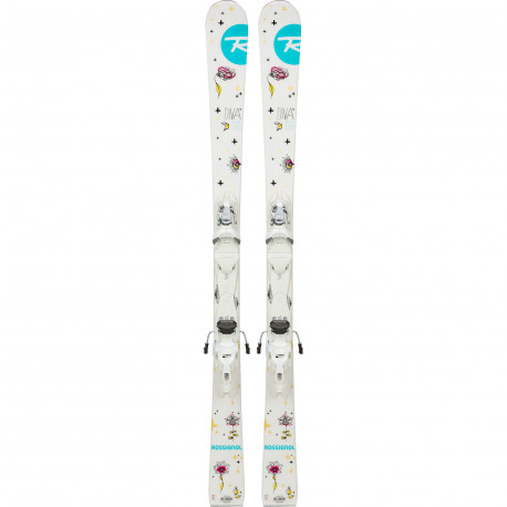 SKI DIVA + FIXATIONS XPRESS JR 7 B83 WHITE SILVER