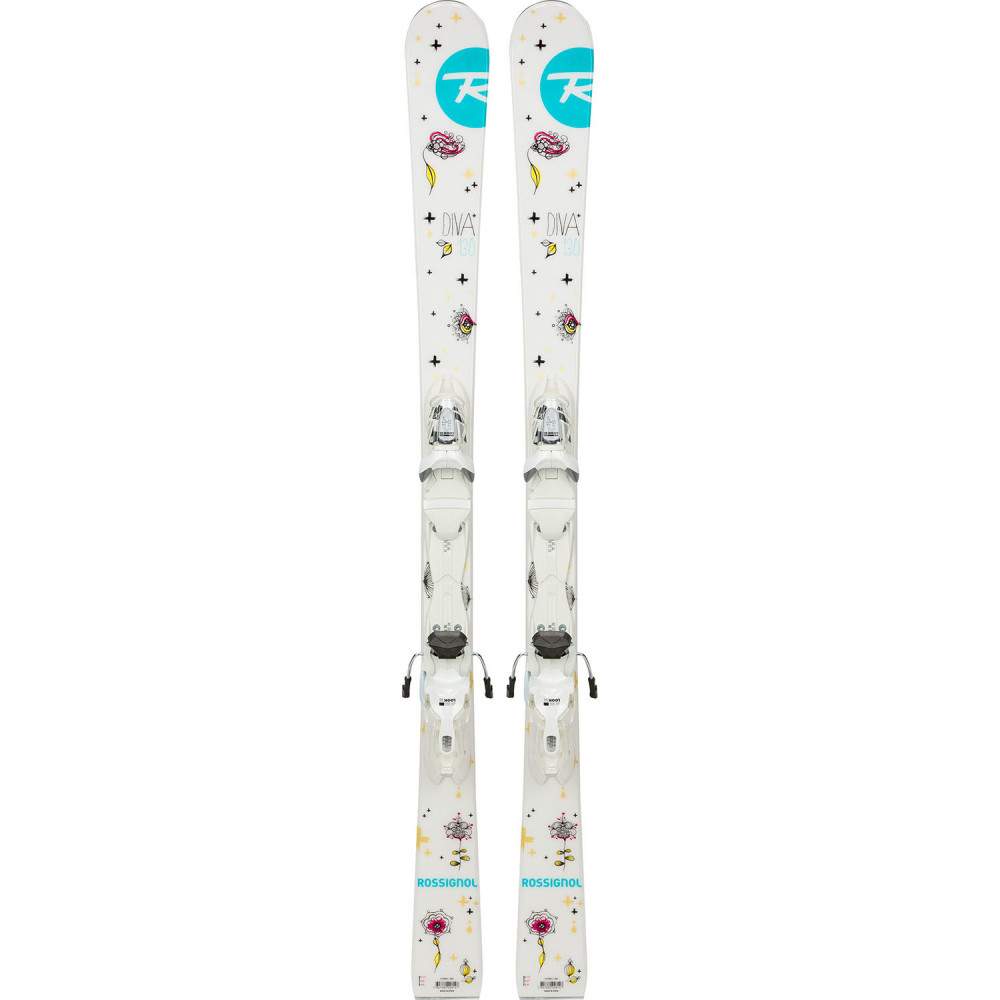 SKI DIVA + FIXATIONS XPRESS JR 7 B83 WHITE SILVER