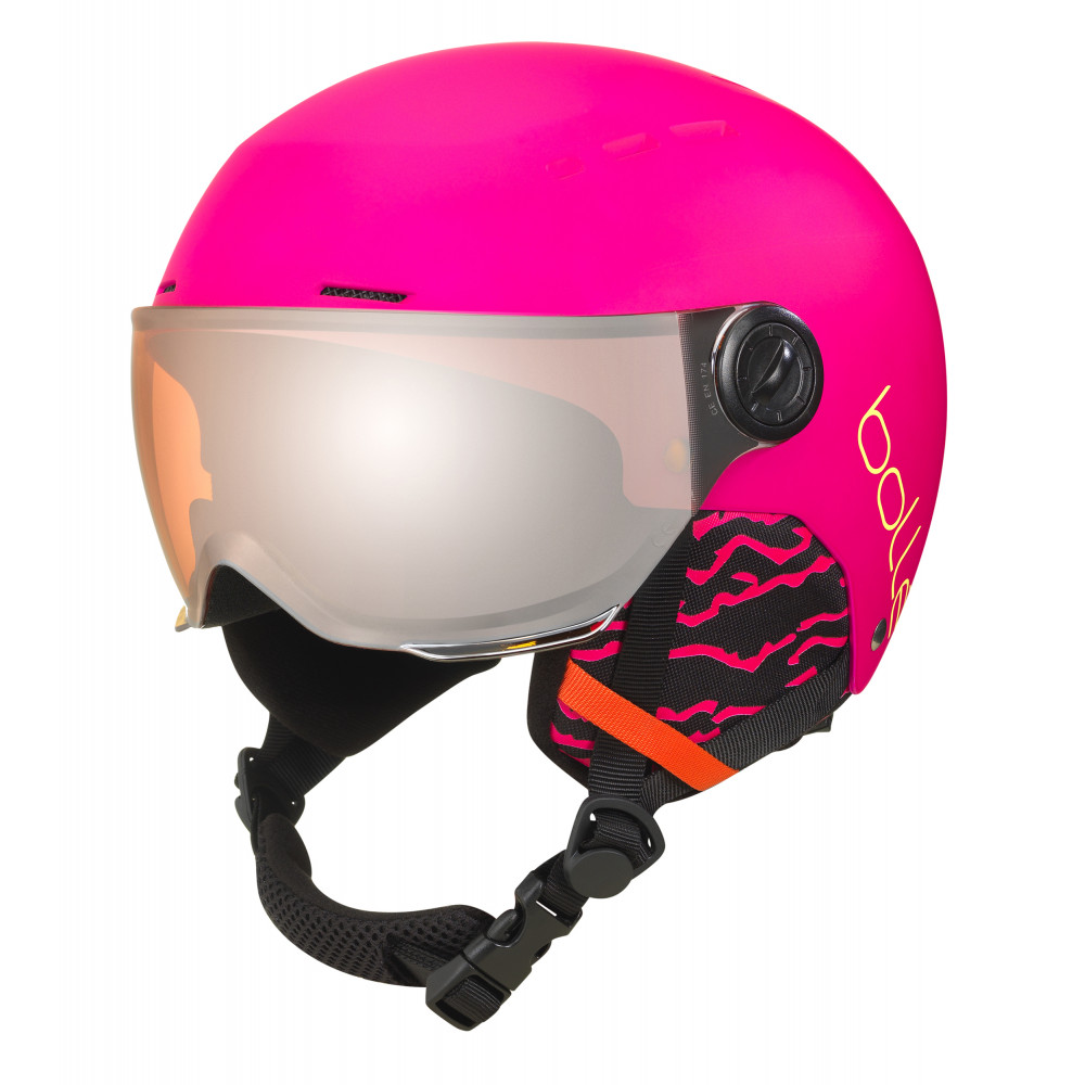 SKI HELMET QUIZ VISOR MATTE HOT PINK WITH ORANGE GUN CAT.2