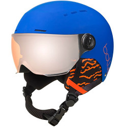 SKI HELMET QUIZ VISOR MATTE ROYAL BLUE WITH ORANGE GUN CAT.2