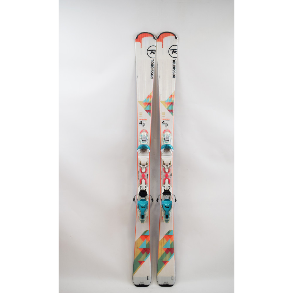 SKI FAMOUS 4 + BINDINGS XPRESS W 10 B83 WHITE TURQUOISE