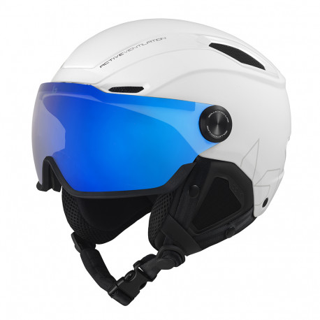CASCO DE ESQUÍ V-LINE WHITE MATTE PHOTOCHROMIC BLUE MIRROR CAT.1-3 CASCO DE ESQUÍ V-LINE WHITE MATTE PHOTOCHROMIC BLUE MIRROR CAT.1-3