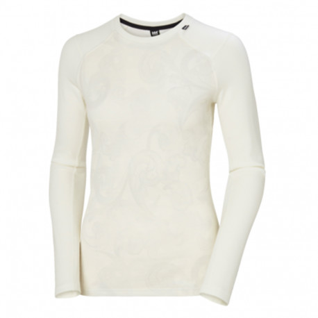 SWEATER W LIFA MERINO MIDWEIGHT GRA CREW OFF WHITE ROSEMALING