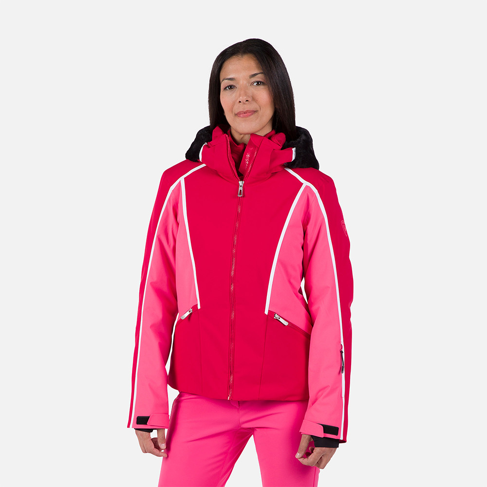 VESTE DE SKI W SALUVER FUR JKT RUBY RED