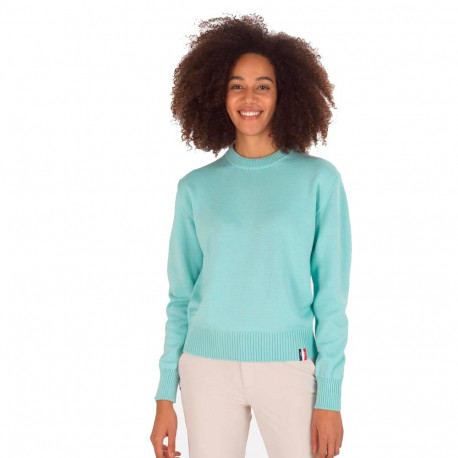 PULLOVER W PLAIN RN KNIT - 750 AQUA