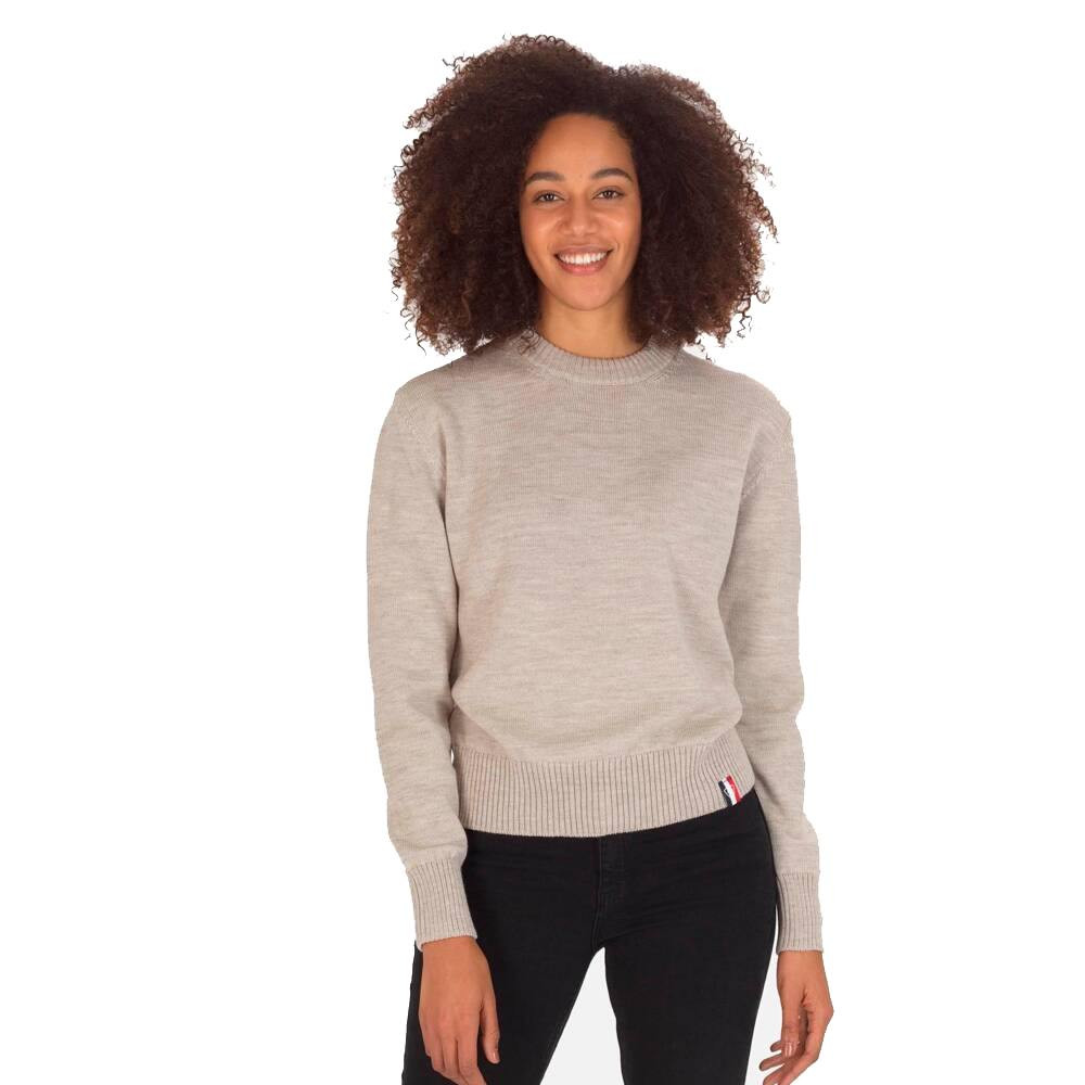 SUÉTER W PLAIN RN KNIT - 853 WILD DOVE
