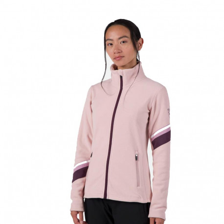 GIACCA W STRAWPILE FLEECE FZ - 337 POWDER PINK