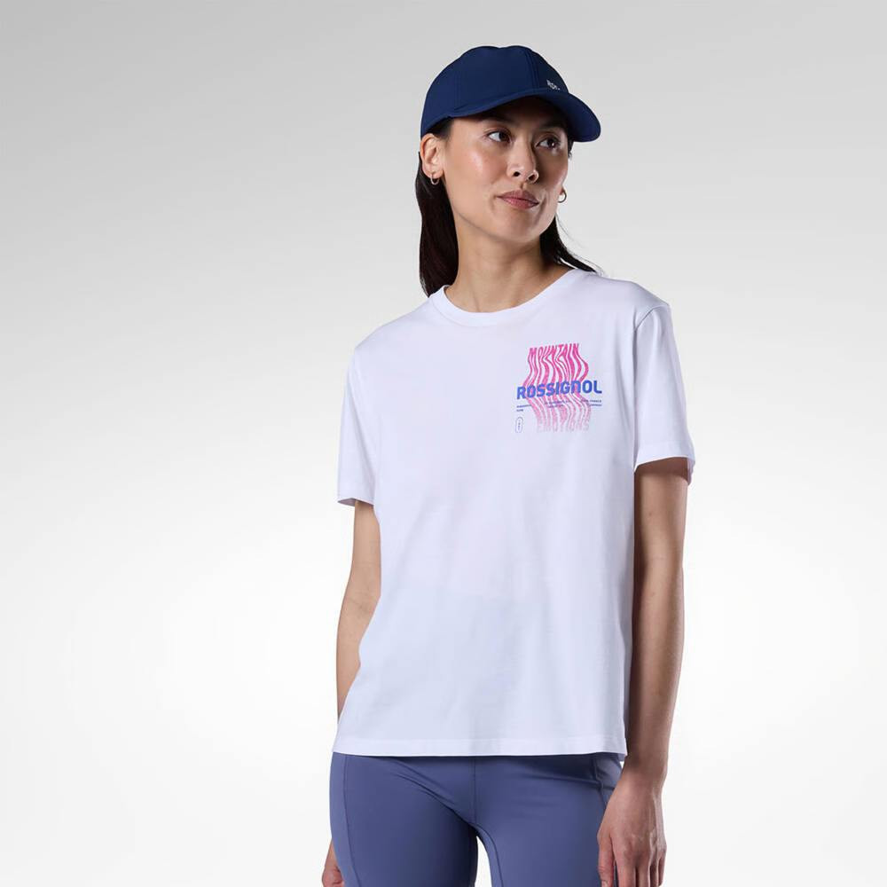 T-SHIRT W GRAPHIC WATERFALL TEE - 100 WHITE