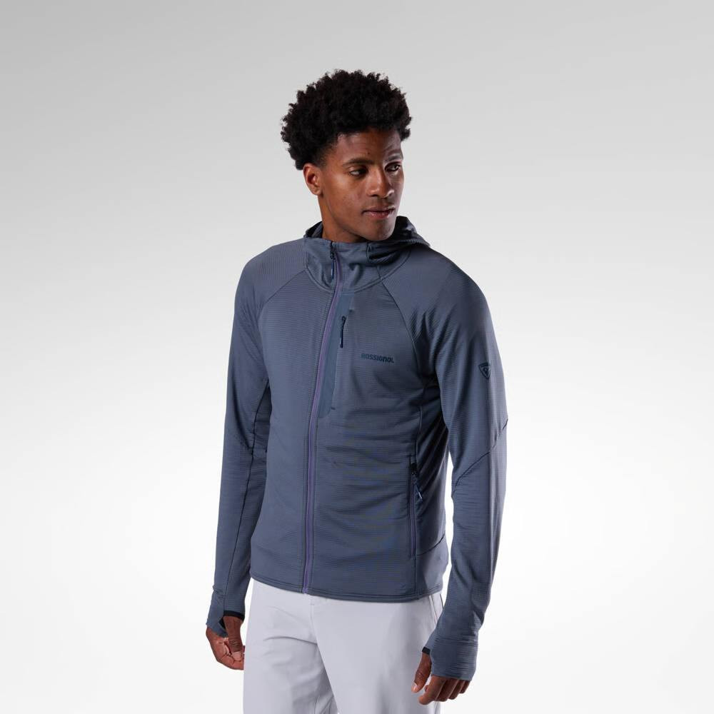JACKET M TEXTURED HOODIE MID LAYER - A35 TURBULENCE