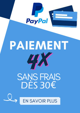 Paiement 4x sans frais dès 30€ d'achat
